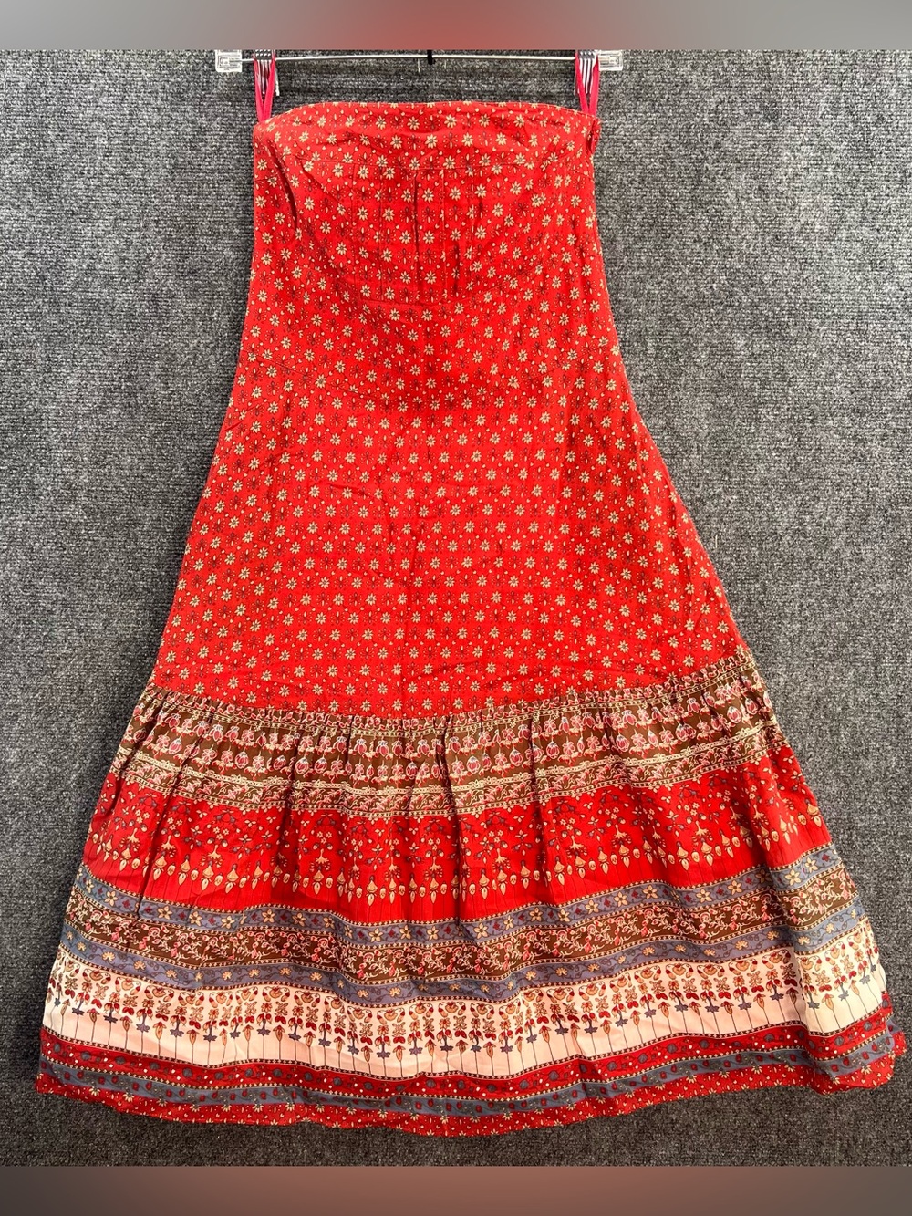 Vtg Banana Republic Strapless Dress Sz 2 Silk Blend Floral Boho Festival Western